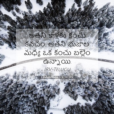 Picture 07 - 1 సమూయేలు 17:6 TELIRV - అతని కాళ్లకు కంచు - Bible Verse Picture