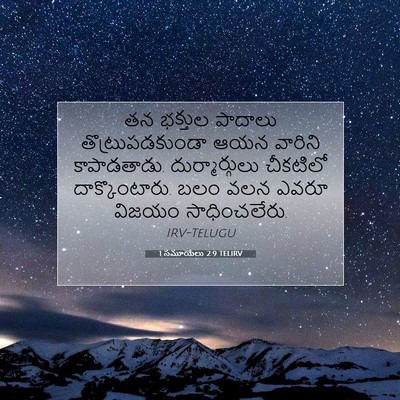 Picture 07 - 1 సమూయేలు 2:9 TELIRV - తన భక్తుల పాదాలు - Bible Verse Picture