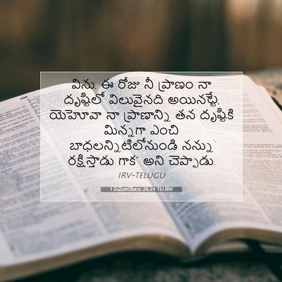 Picture 07 - 1 సమూయేలు 26:24 TELIRV - విను, ఈ రోజు నీ - Bible Verse Picture