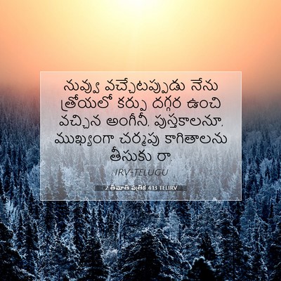 Picture 07 - 2 తిమోతి పత్రిక 4:13 TELIRV - నువ్వు - Bible Verse Picture
