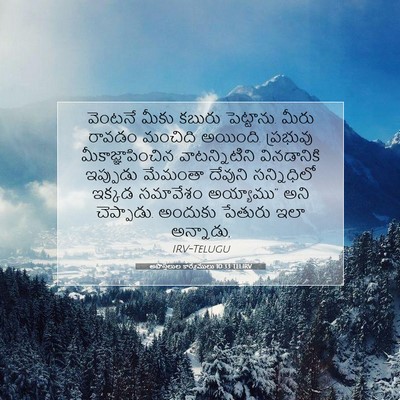 Picture 07 - అపొస్తలుల కార్యములు 10:33 TELIRV - వెంటనే మీకు కబురు - Bible Verse Picture