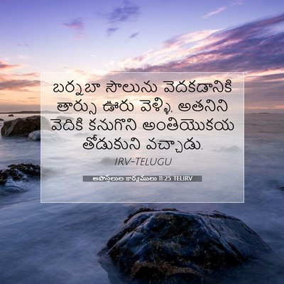 Picture 07 - అపొస్తలుల కార్యములు 11:25 TELIRV - బర్నబా సౌలును - Bible Verse Picture