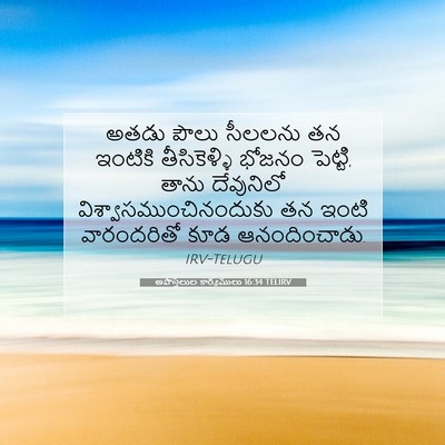 Picture 07 - అపొస్తలుల కార్యములు 16:34 TELIRV - అతడు పౌలు సీలలను - Bible Verse Picture