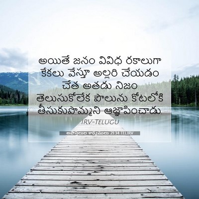Picture 07 - అపొస్తలుల కార్యములు 21:34 TELIRV - అయితే జనం వివిధ - Bible Verse Picture