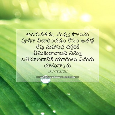 Picture 07 - అపొస్తలుల కార్యములు 23:20 TELIRV - అందుకతడు, “నువ్వు - Bible Verse Picture