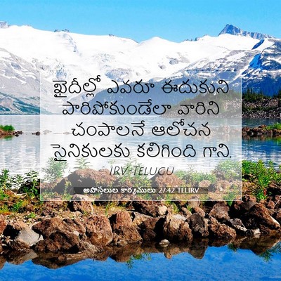 Picture 07 - అపొస్తలుల కార్యములు 27:42 TELIRV - ఖైదీల్లో ఎవరూ - Bible Verse Picture