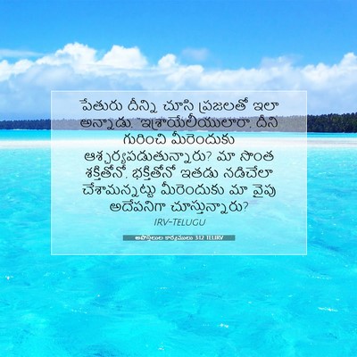 Picture 07 - అపొస్తలుల కార్యములు 3:12 TELIRV - పేతురు దీన్ని - Bible Verse Picture