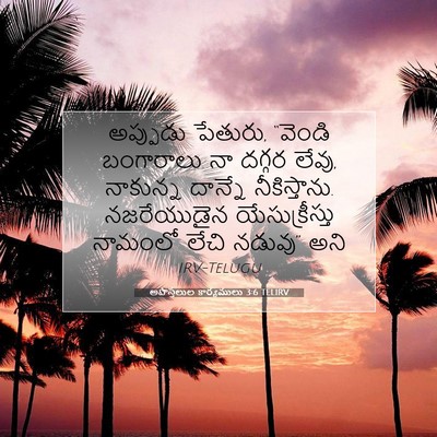 Picture 07 - అపొస్తలుల కార్యములు 3:6 TELIRV - అప్పుడు పేతురు, - Bible Verse Picture