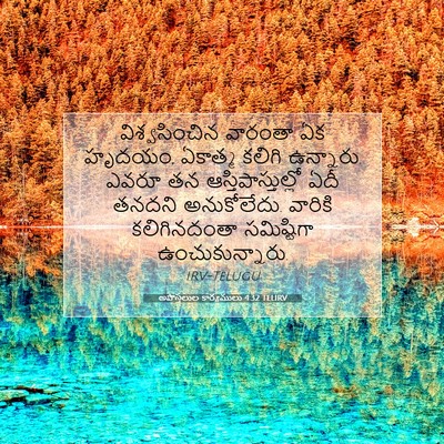 Picture 07 - అపొస్తలుల కార్యములు 4:32 TELIRV - విశ్వసించిన - Bible Verse Picture