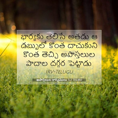 Picture 07 - అపొస్తలుల కార్యములు 5:2 TELIRV - భార్యకు తెలిసే - Bible Verse Picture
