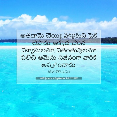 Picture 07 - అపొస్తలుల కార్యములు 9:41 TELIRV - అతడామె చెయ్యి - Bible Verse Picture