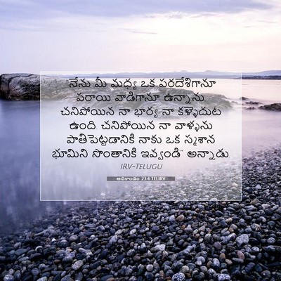 Picture 07 - ఆదికాండం 23:4 TELIRV - “నేను మీ మధ్య ఒక - Bible Verse Picture