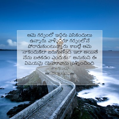 Picture 07 - ఆదికాండం 25:22 TELIRV - ఆమె గర్భంలో - Bible Verse Picture
