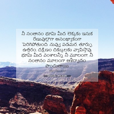 Picture 07 - ఆదికాండం 28:14 TELIRV - నీ సంతానం భూమి మీద - Bible Verse Picture