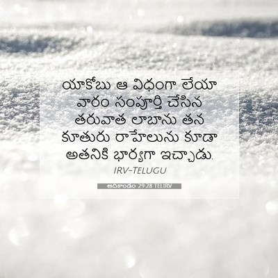 Picture 07 - ఆదికాండం 29:28 TELIRV - యాకోబు ఆ విధంగా - Bible Verse Picture