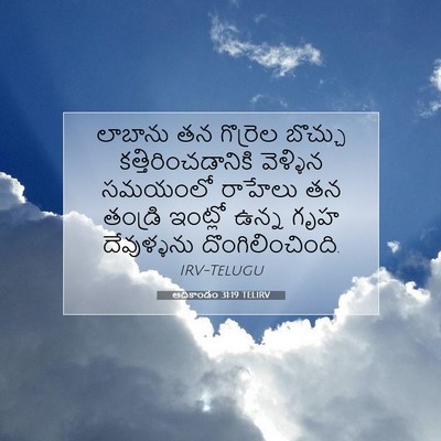 Picture 07 - ఆదికాండం 31:19 TELIRV - లాబాను తన గొర్రెల - Bible Verse Picture