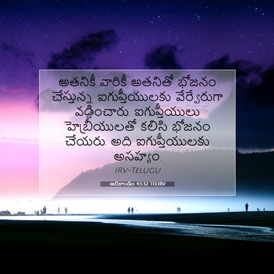 Picture 07 - ఆదికాండం 43:32 TELIRV - అతనికీ వారికీ - Bible Verse Picture