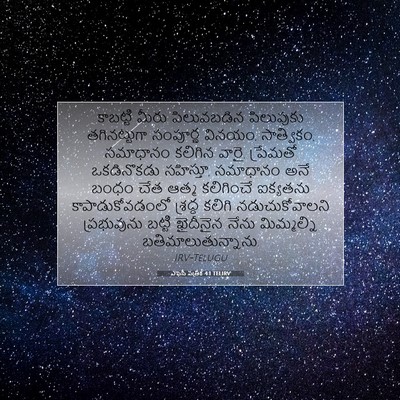 Picture 07 - ఎఫెసీ పత్రిక 4:1 TELIRV - కాబట్టి మీరు - Bible Verse Picture