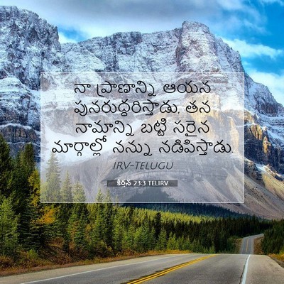 Picture 07 - కీర్తన 23:3 TELIRV - నా ప్రాణాన్ని ఆయన - Bible Verse Picture