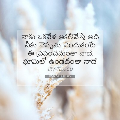 Picture 07 - కీర్తన 50:12 TELIRV - నాకు ఒకవేళ - Bible Verse Picture