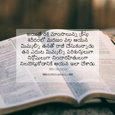 Picture 07 - కొలస్సీ పత్రిక 1:22 TELIRV - అయితే రక్త - Bible Verse Picture