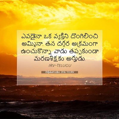 Picture 07 - నిర్గమకాండం 21:16 TELIRV - ఎవడైనా ఒక - Bible Verse Picture