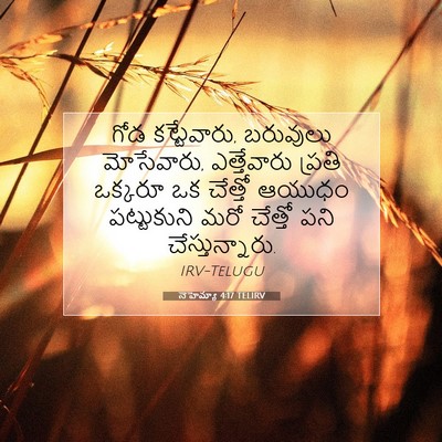 Picture 07 - నెహెమ్యా 4:17 TELIRV - గోడ కట్టేవారు, - Bible Verse Picture