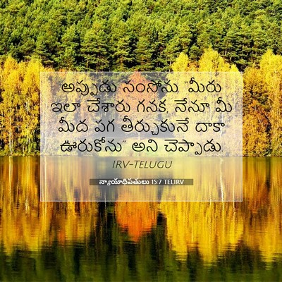 Picture 07 - న్యాయాధిపతులు 15:7 TELIRV - అప్పుడు సంసోను - Bible Verse Picture