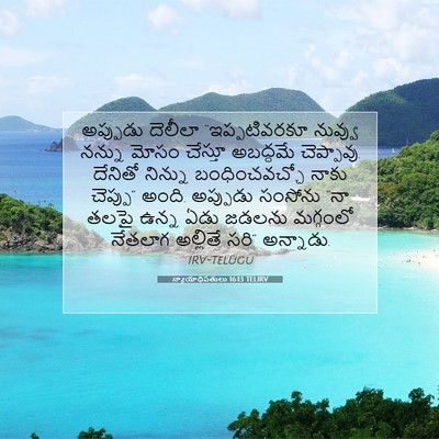 Picture 07 - న్యాయాధిపతులు 16:13 TELIRV - అప్పుడు దెలీలా - Bible Verse Picture