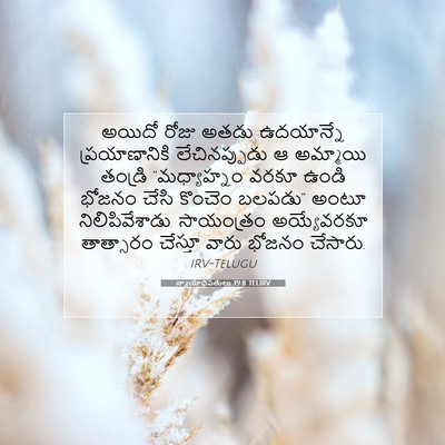 Picture 07 - న్యాయాధిపతులు 19:8 TELIRV - అయిదో రోజు అతడు - Bible Verse Picture