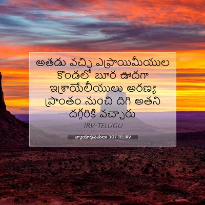 Picture 07 - న్యాయాధిపతులు 3:27 TELIRV - అతడు వచ్చి - Bible Verse Picture