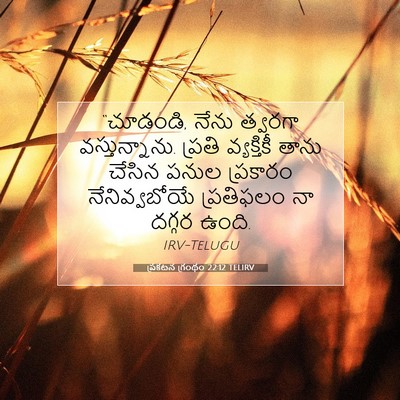 Picture 07 - ప్రకటన గ్రంథం 22:12 TELIRV - “చూడండి, నేను - Bible Verse Picture