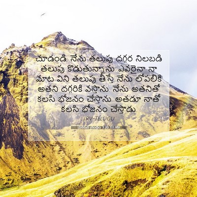 Picture 07 - ప్రకటన గ్రంథం 3:20 TELIRV - చూడండి, నేను తలుపు - Bible Verse Picture
