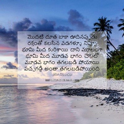 Picture 07 - ప్రకటన గ్రంథం 8:7 TELIRV - మొదటి దూత బాకా - Bible Verse Picture