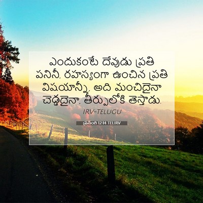 Picture 07 - ప్రసంగి 12:14 TELIRV - ఎందుకంటే దేవుడు - Bible Verse Picture