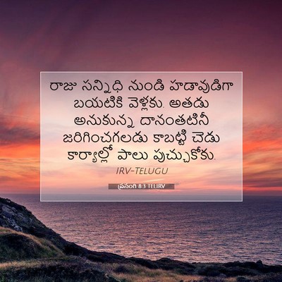 Picture 07 - ప్రసంగి 8:3 TELIRV - రాజు సన్నిధి - Bible Verse Picture