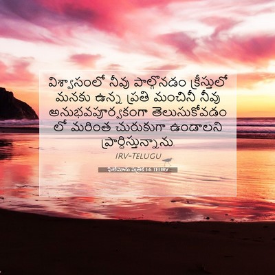 Picture 07 - ఫిలేమోను పత్రిక 1:6 TELIRV - విశ్వాసంలో నీవు - Bible Verse Picture