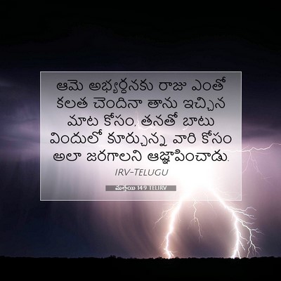 Picture 07 - మత్తయి 14:9 TELIRV - ఆమె అభ్యర్ధనకు - Bible Verse Picture