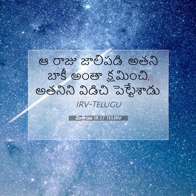 Picture 07 - మత్తయి 18:27 TELIRV - ఆ రాజు జాలిపడి, - Bible Verse Picture