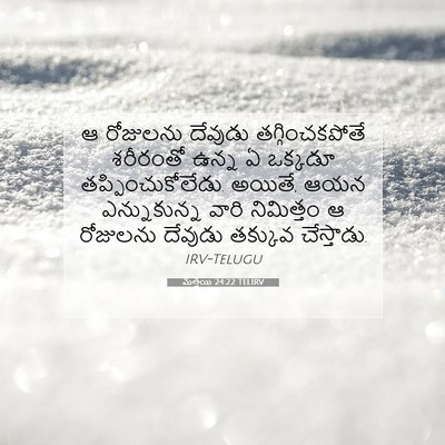 Picture 07 - మత్తయి 24:22 TELIRV - ఆ రోజులను దేవుడు - Bible Verse Picture
