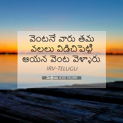 Picture 07 - మత్తయి 4:20 TELIRV - వెంటనే వారు తమ - Bible Verse Picture