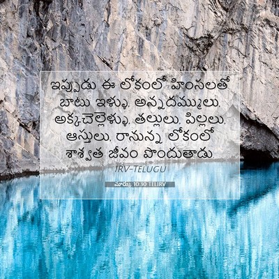 Picture 07 - మార్కు 10:30 TELIRV - ఇప్పుడు ఈ లోకంలో - Bible Verse Picture