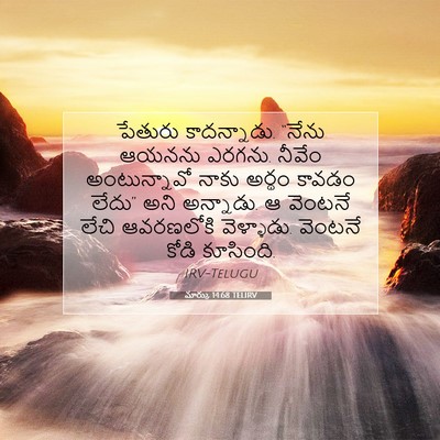 Picture 07 - మార్కు 14:68 TELIRV - పేతురు కాదన్నాడు. - Bible Verse Picture