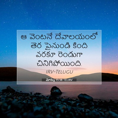 Picture 07 - మార్కు 15:38 TELIRV - ఆ వెంటనే - Bible Verse Picture
