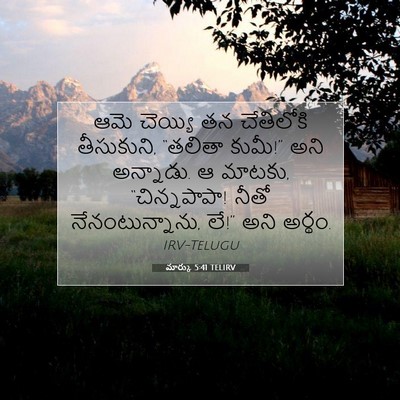 Picture 07 - మార్కు 5:41 TELIRV - ఆమె చెయ్యి తన - Bible Verse Picture