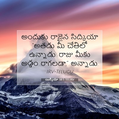 Picture 07 - యిర్మీయా 38:5 TELIRV - అందుకు రాజైన - Bible Verse Picture