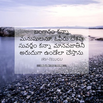 Picture 07 - యెషయా 13:12 TELIRV - బంగారం కన్నా - Bible Verse Picture