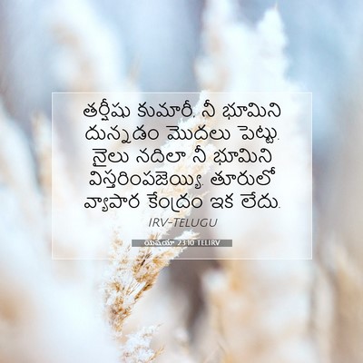 Picture 07 - యెషయా 23:10 TELIRV - తర్షీషు కుమారీ, నీ - Bible Verse Picture
