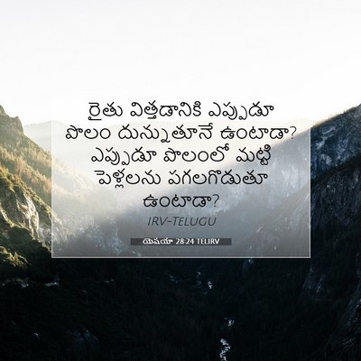 Picture 07 - యెషయా 28:24 TELIRV - రైతు విత్తడానికి - Bible Verse Picture