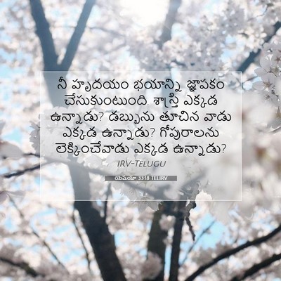 Picture 07 - యెషయా 33:18 TELIRV - నీ హృదయం భయాన్ని - Bible Verse Picture